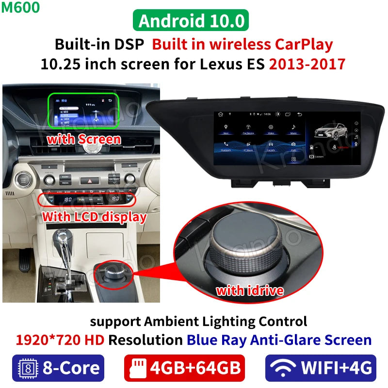 Krando 10.25" Android Car Radio Gps For Lexus ES250 ES300 ES350 2013-2018 multimedia head unit stereo navigation system carplay android auto 4g sim