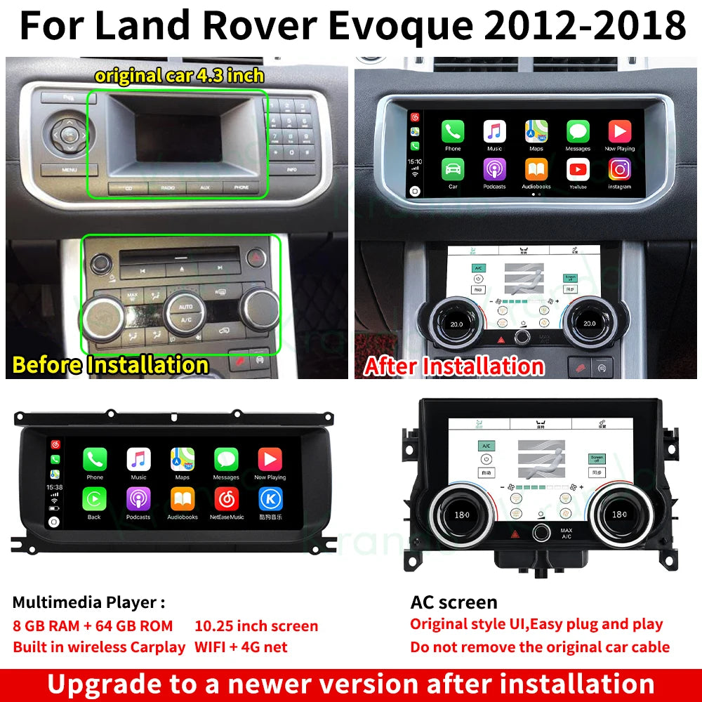 Krando 10.25" Android Car navigation gps Mutimedia radio Player For Land Rover Evoque LRX L538 2012 - 2019 Autoradio stereo Wireless Carplay Head Unit