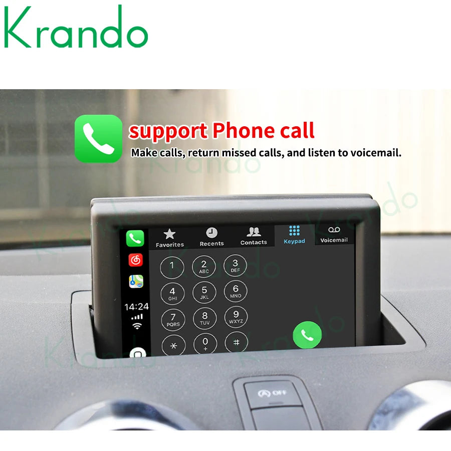 Krando Wireless Android Auto Apple CarPlay Interface MODULE Box For Audi A1 2012-2018 MMI 2G 3G BT Siri Control CAMERA upgrade box