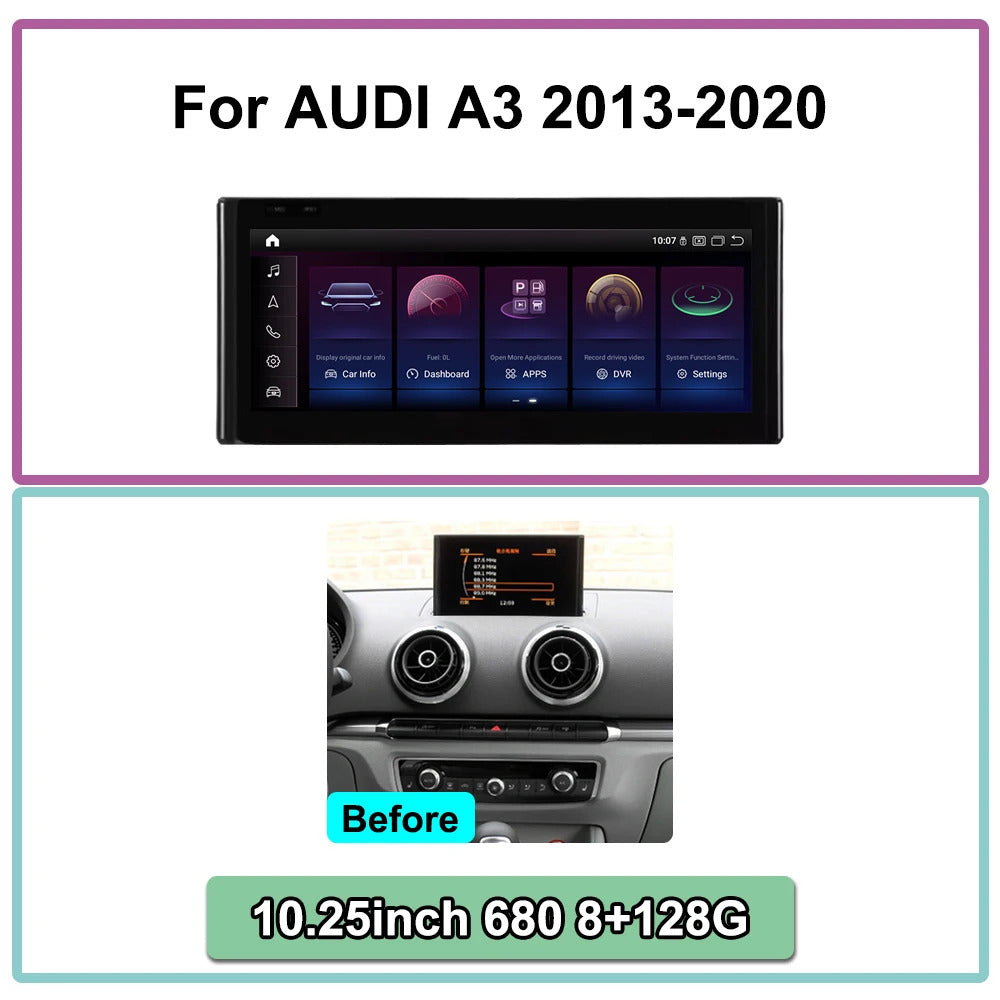 Krando 10.25 Inch Android Auto Radio  Screen For AUDI A3 2013-2020 CarPlay HD Touch Screen Head