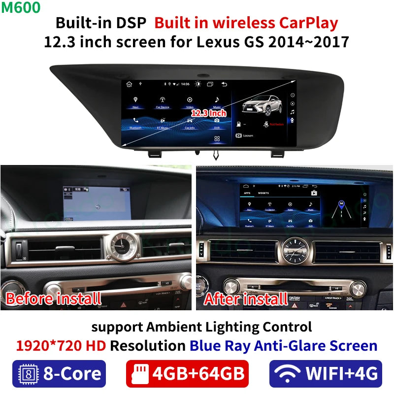 Krando 12.3" car navigation For Lexus GS 2014-2017 android radio gps stereo head unit multimedia system