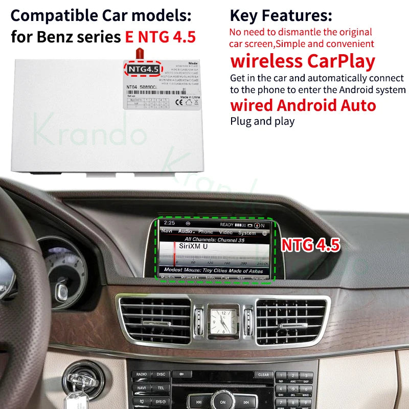 Krando Wireless Android Auto CarPlay Interface For Mercedes Benz E W212 Coupe C207 NTG 4.0 4.5 5.0 2009-2016 upgrade box