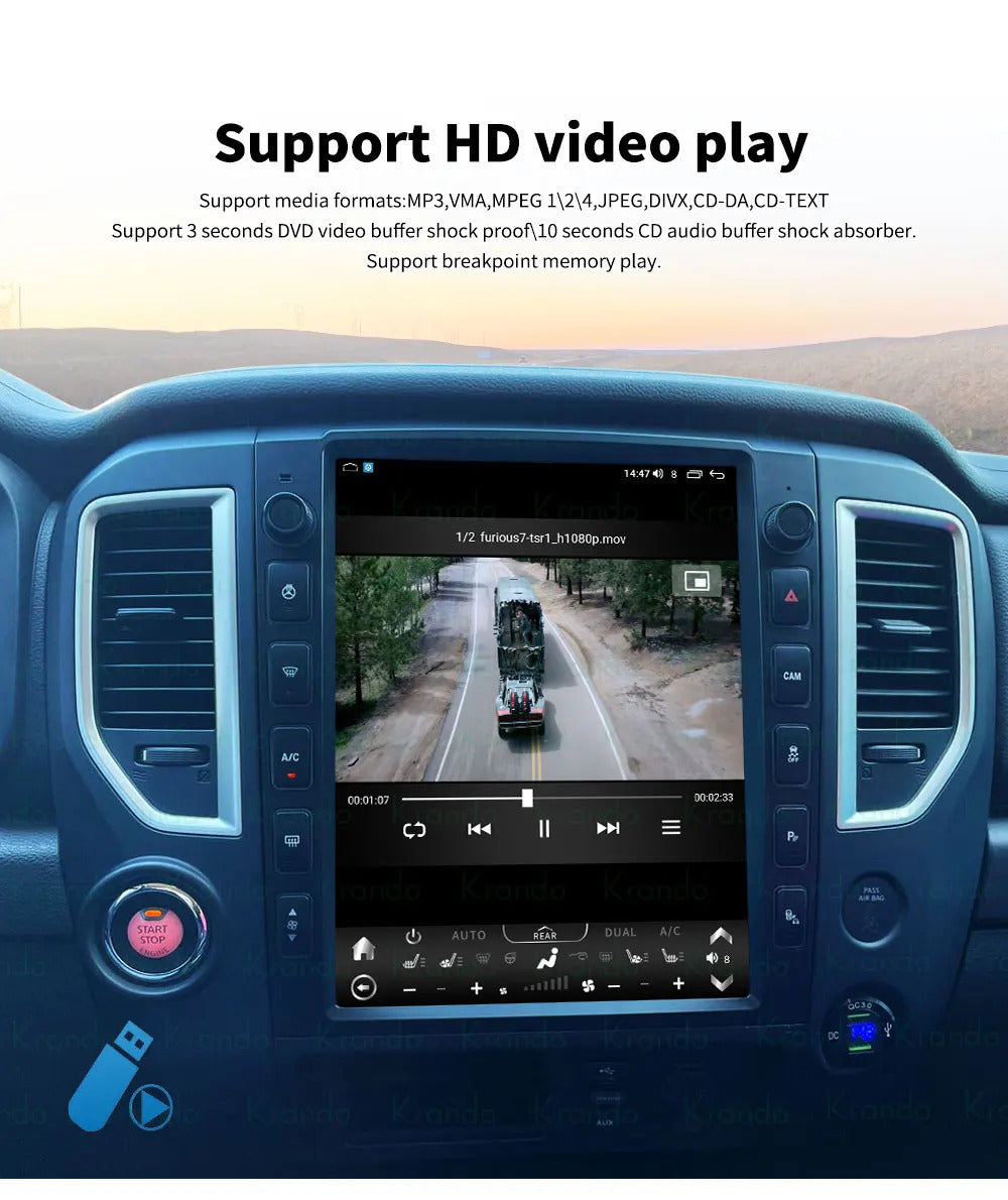 Krando 13''Telsa Auto Car Radio Android Carplay For Nissan Titan (XD) 2016-2019 Car Multimedia GPS 4G autoradio GPS Navigation