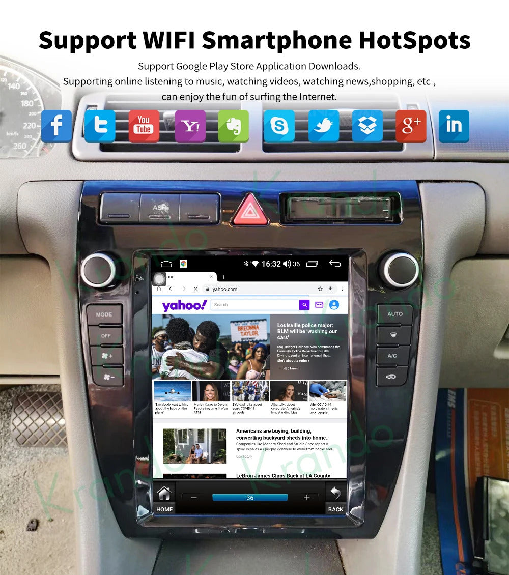 Krando 9.7 Inch Navigation Car Radio Android Auto NBT For Audi A6 1997-2003 Apple Carplay 4g Wireless Touch Screen Head Unit