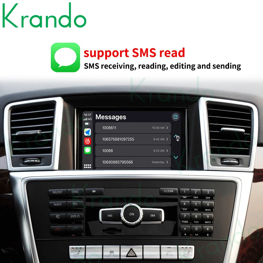 Krando Wireless Apple CarPlay Interface Module Box For Mercedes Benz ML GL W166 GLE GLS 4.5 5.0 2011-2016 active Rear camera