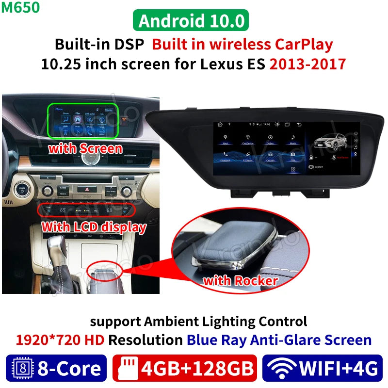 Krando 10.25" Android Car Radio Gps For Lexus ES250 ES300 ES350 2013-2018 multimedia head unit stereo navigation system carplay android auto 4g sim