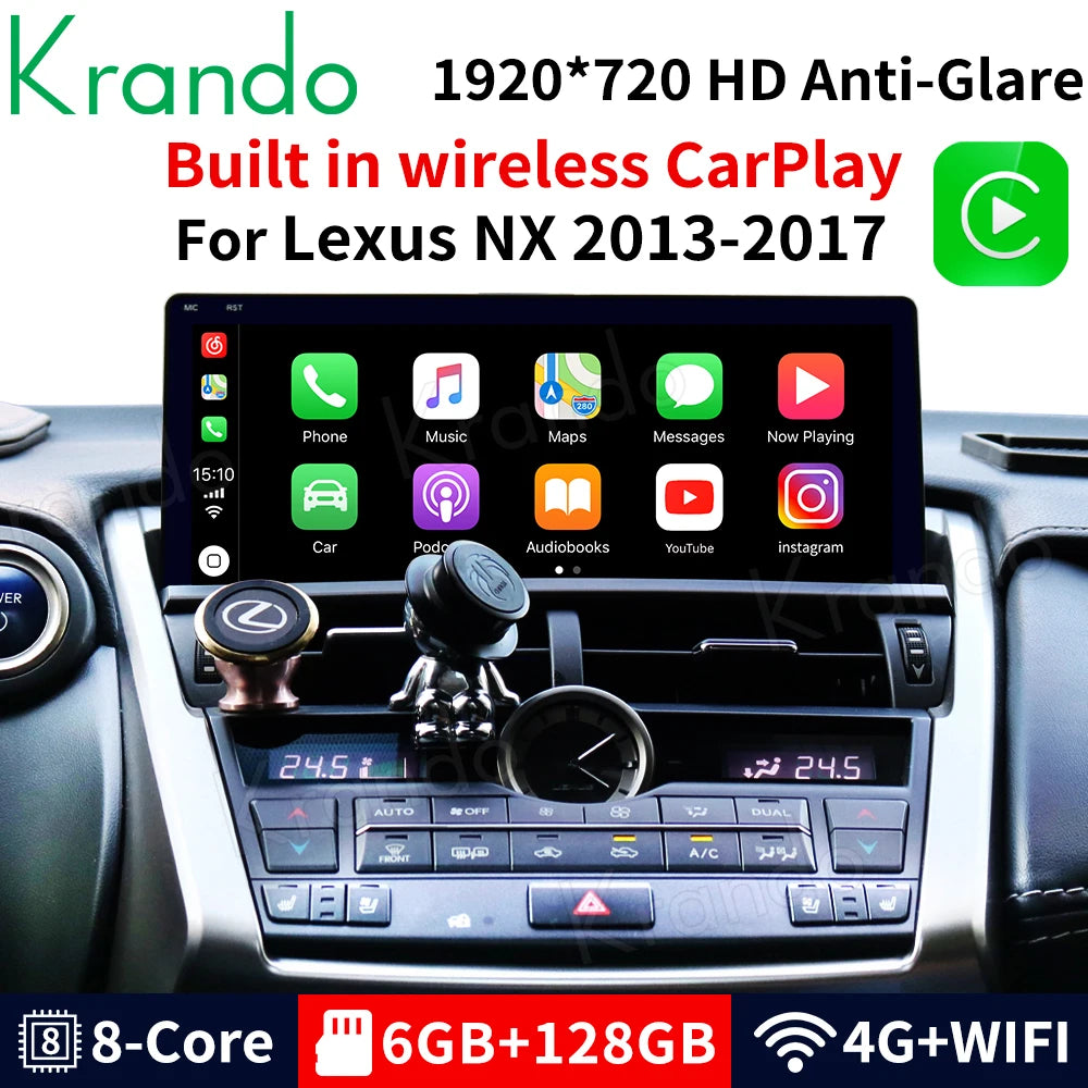 Krando 10.25" android car radio For Lexus NX 200t 300h 2013 - 2017 head unit stereo navigation system carplay android auto 4g sim