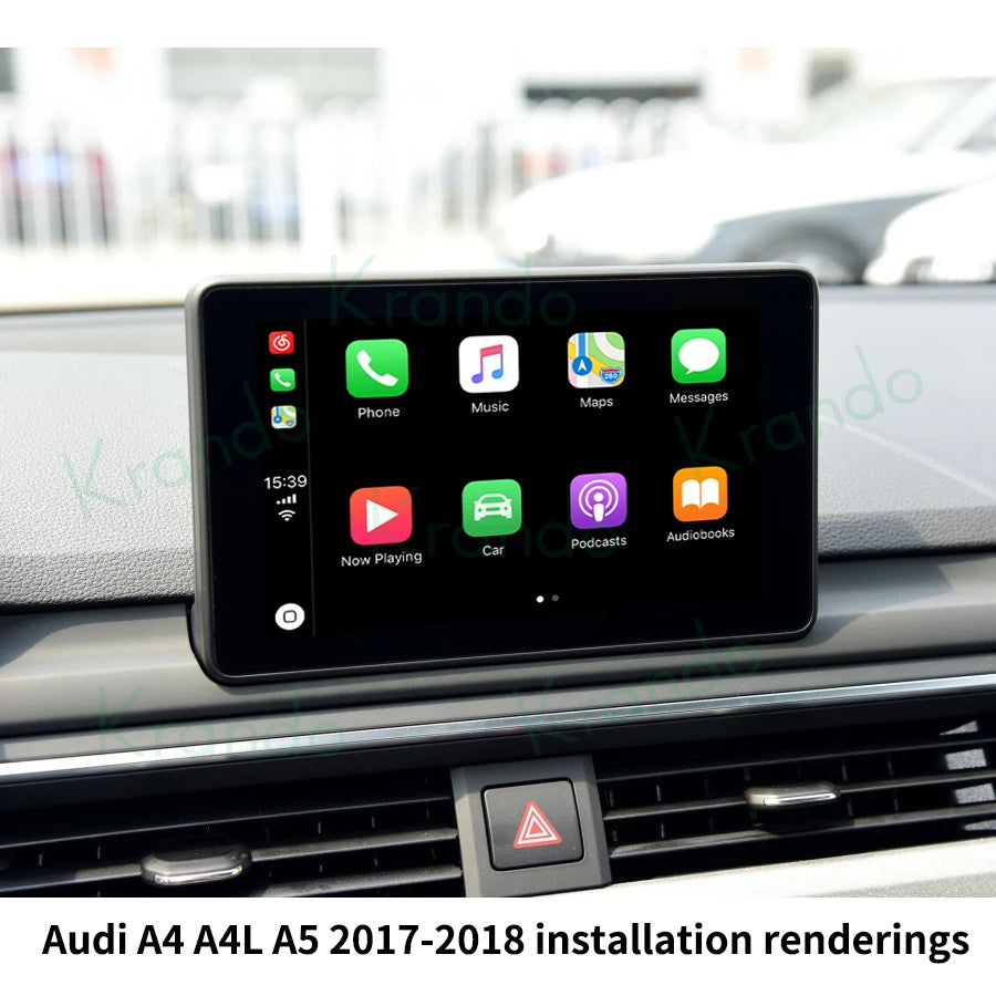 Krando Wireless android auto apple CarPlay interface Module For Audi A4 A4L A5 S4 B8 B9 2009 - 2020 MMI 3G 2G rear camera upgrade box