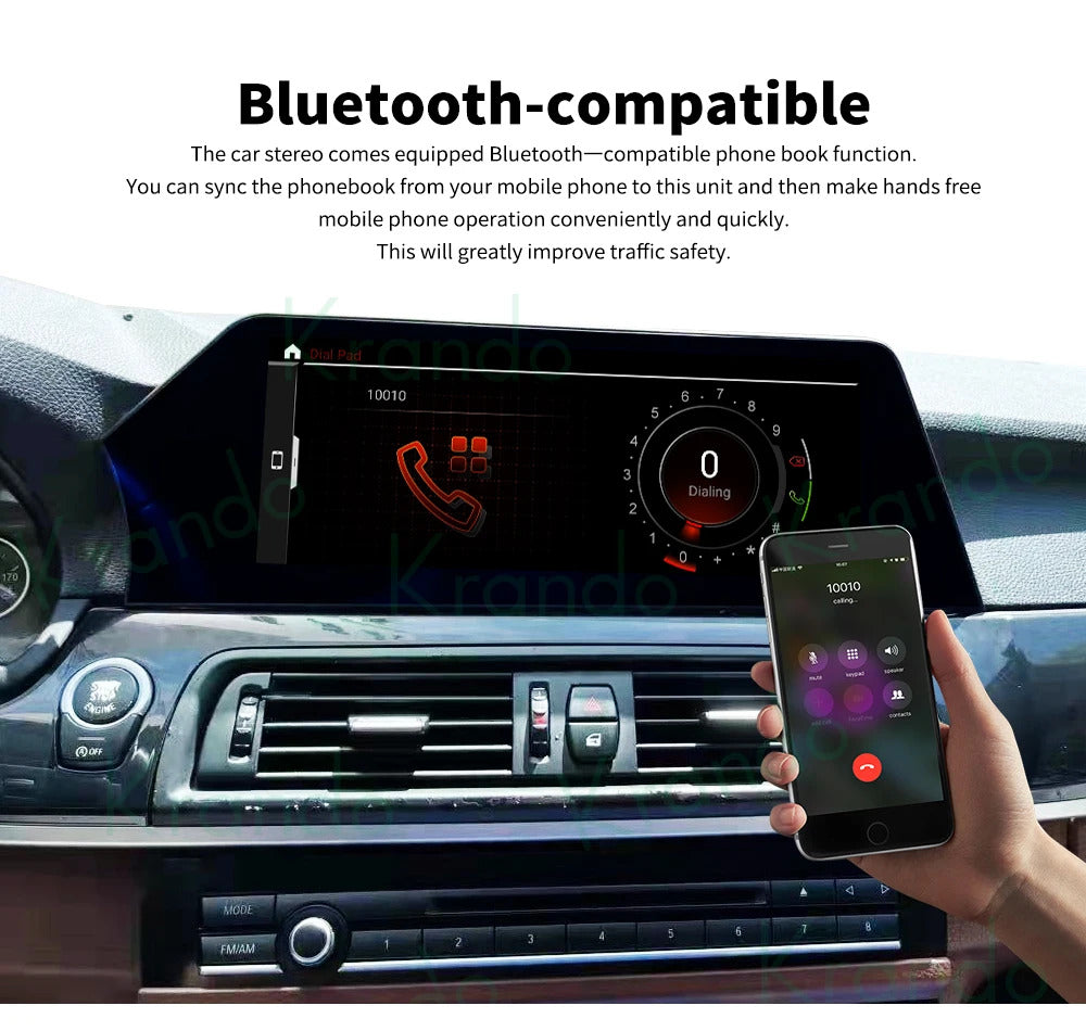Krando 12.3 Inch Car Radio Android For BMW BMW 5 Series F10/F11 2011-2012 Multimedia Player GPS Navigation CarPlay Screen Head