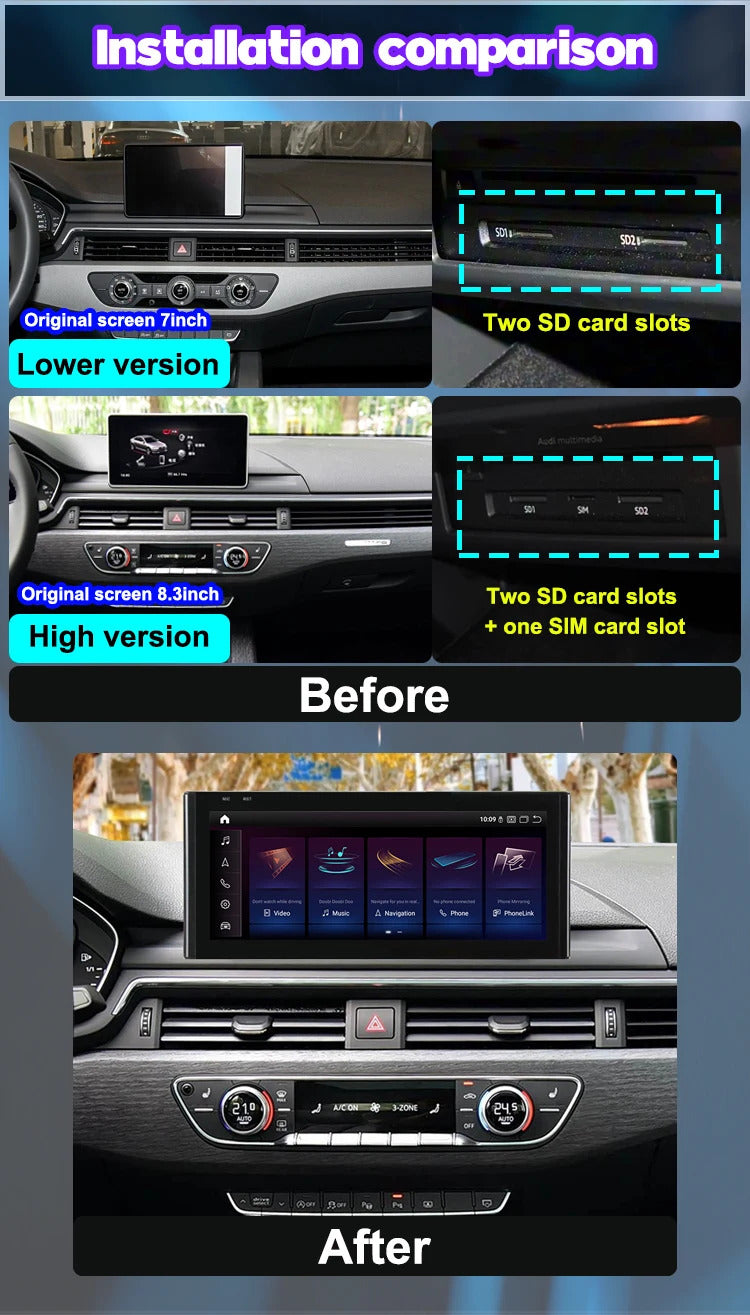 Krando 12.3 Inch DVD Auto NBT System For AUDI A4/A4L/A5 2017-2020 SNavigation CarPlay HD Touch Screen Head