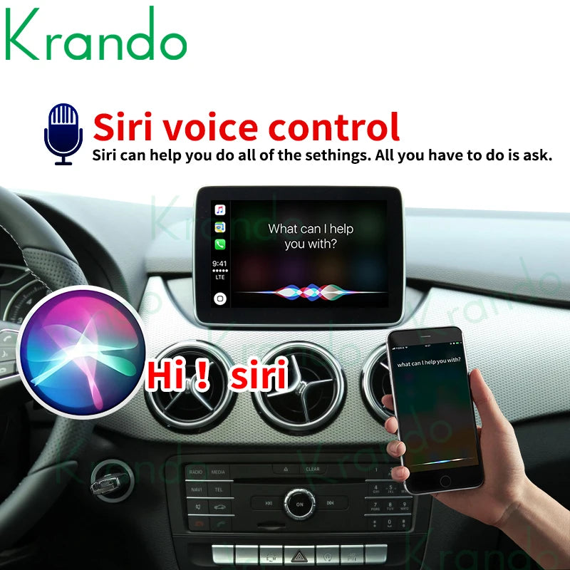 Krando Wireless apple CarPlay Interface module Box For Mercedes Benz A W176 B W245 Class 2012-2018 NTG 4.0 4.5 5.0 Android Auto Module BT Siri Control