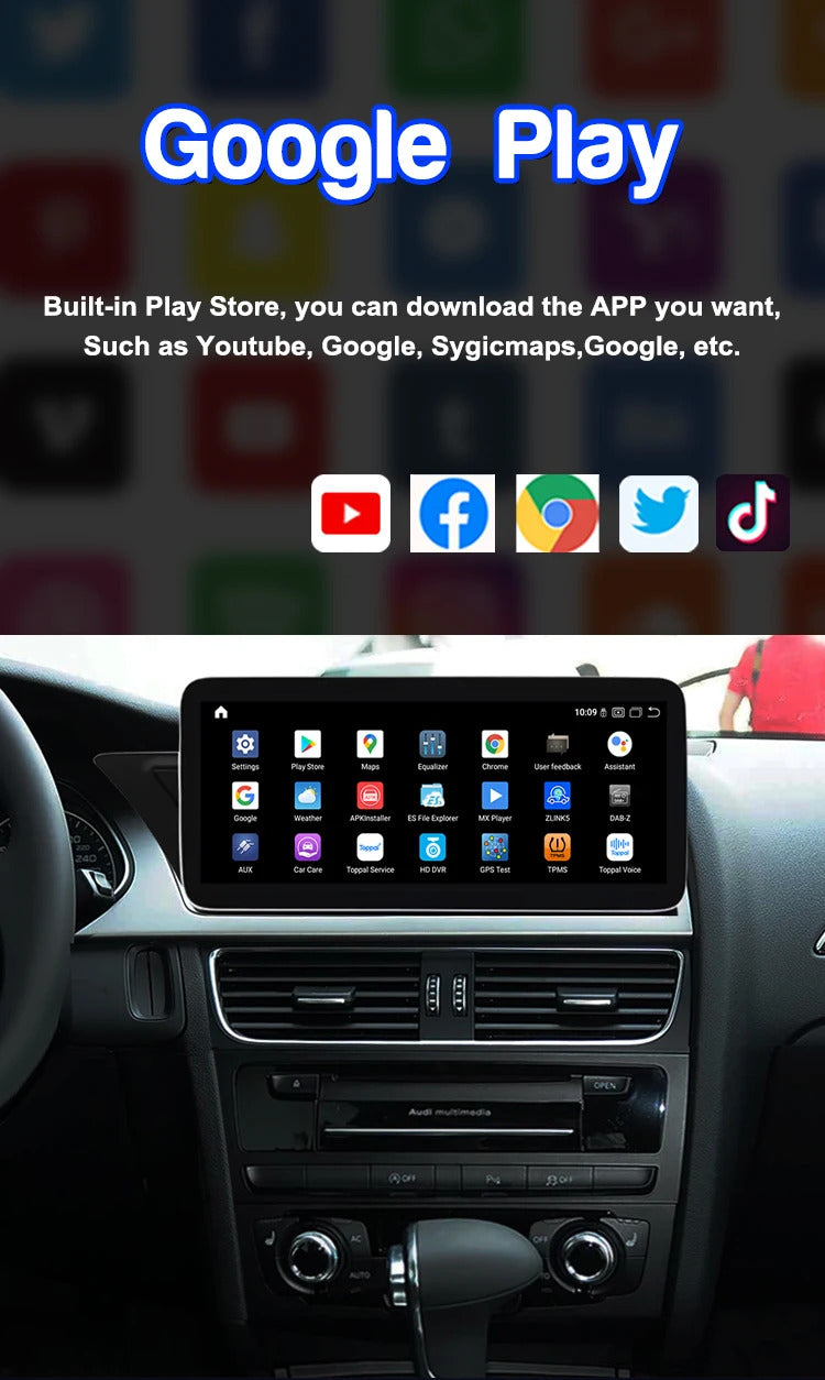 Krando 12.3 inch Auto Stereo Autoradio CarPlay Bluetooth For AUDI A4/A4L/A5 2009-2015  Car Radio Multimedia Player WIFI