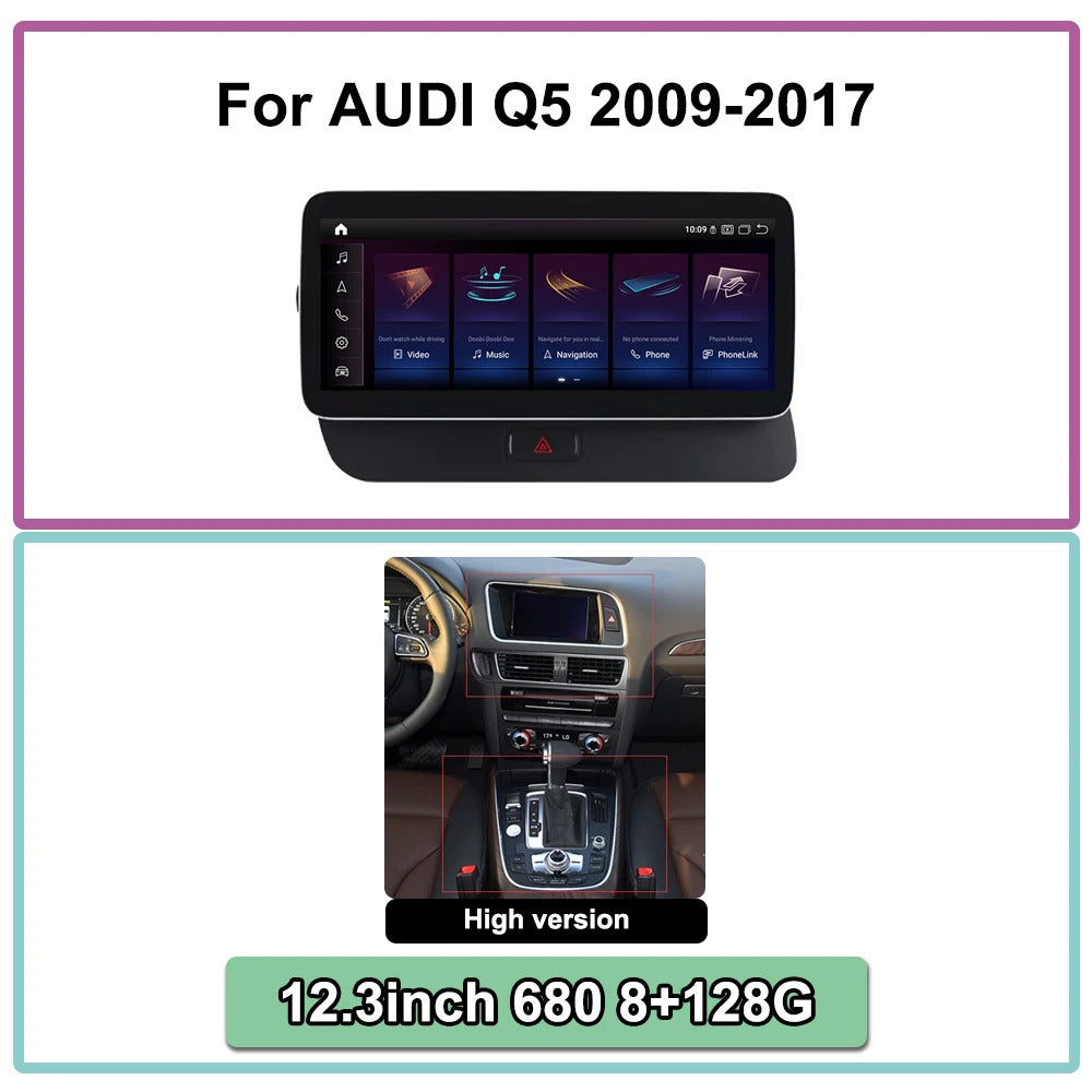 Krando 12.3 Inch  Auto NBT System For AUDI Q5 2009-2017 Stereo Multimedia Player GPS Navigation CarPlay