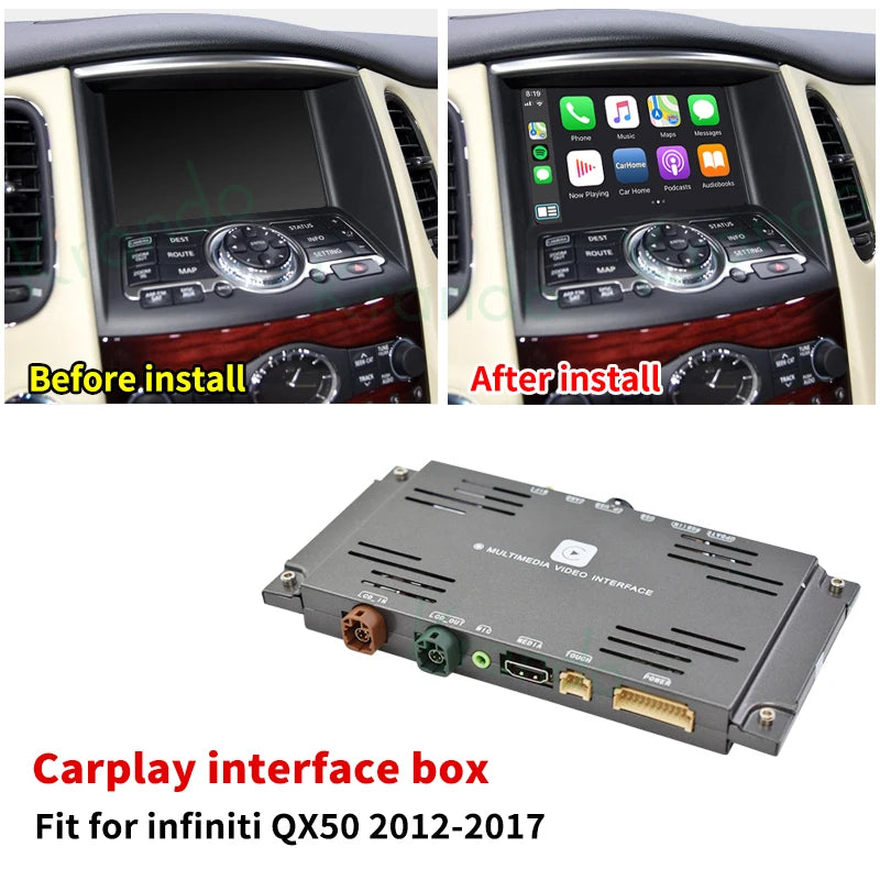 Krando Wireless Android Auto Apple CarPlay Interface module For Infiniti M37 M25 M35 M56 Q70 G25 G37 Q40 QX50 EX25 EX37 QX60 G35 rear camera upgrade box