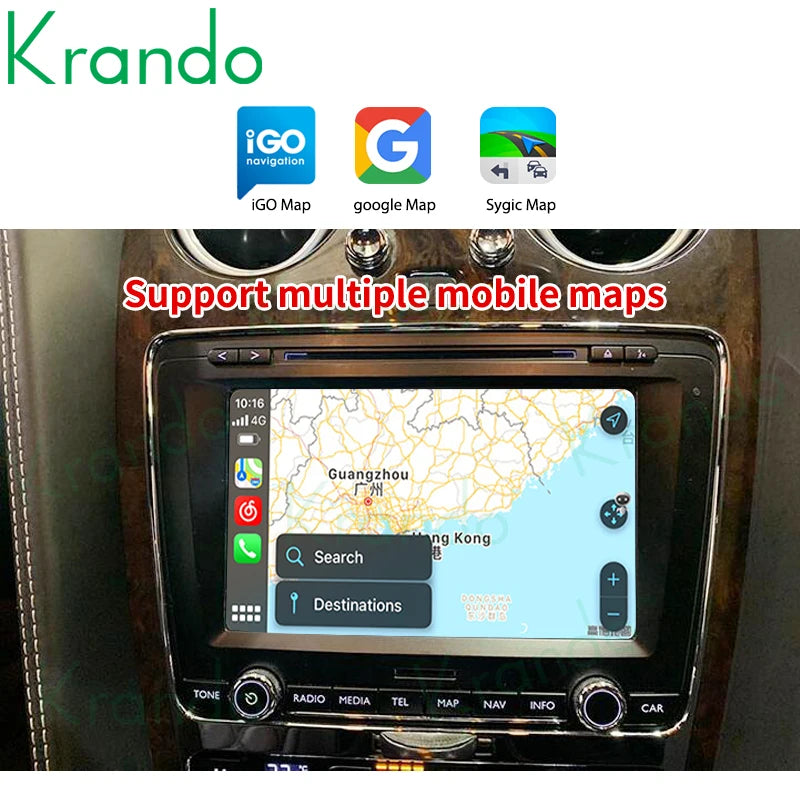 Krando Wireless Android Auto Apple CarPlay Interface module For Bentley Continental GT Flying Spur 2014-2018 camera active Upgrade box