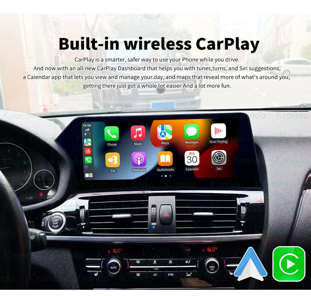 Krando 12.3 Inch Carplay Android For BMW X3 F25 X4 F26 2011-2016 Stereo Multimedia Player GPS Navigation CarPlay Screen Head