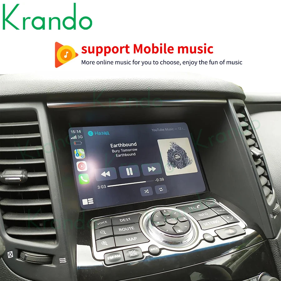 Krando Wireless Android Auto Apple CarPlay Interface module For Infiniti M37 M25 M35 M56 Q70 G25 G37 Q40 QX50 EX25 EX37 QX60 G35 rear camera upgrade box