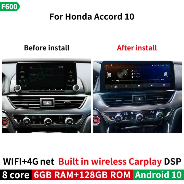 Krando 12.3" android car radio gps For Honda Accord 10 2018-2021 navigation stereo head unit multimedia system wifi 4g sim card carplay android auto