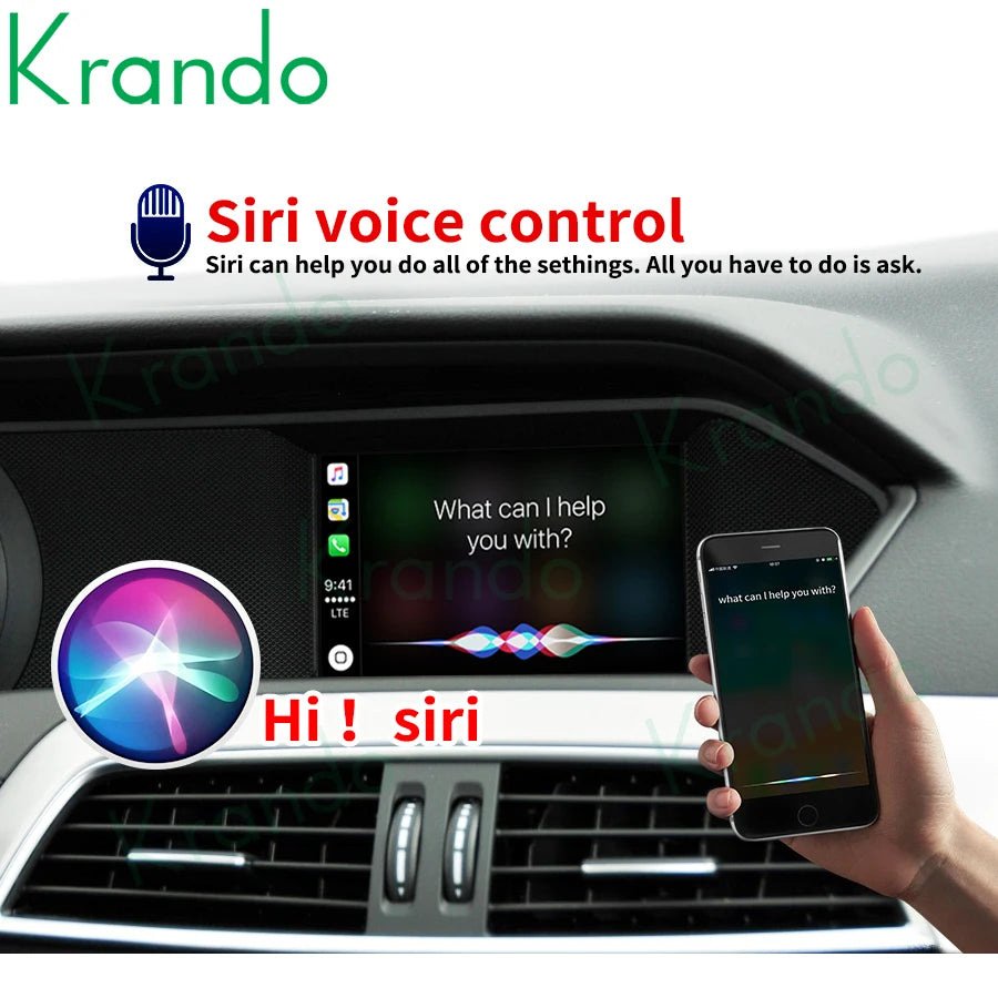 Krando Wireless Apple CarPlay interface Module box For Mercedes Benz C W204 GLC W205 2008-2018 ntg 4.0 4.5 5.0 Android Auto siri camera active