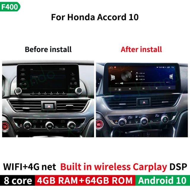 Krando 12.3" android car radio gps For Honda Accord 10 2018-2021 navigation stereo head unit multimedia system wifi 4g sim card carplay android auto