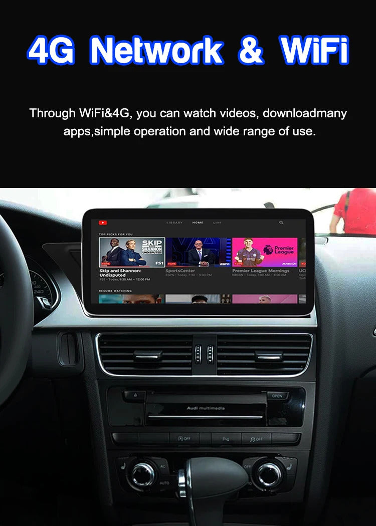 Krando 12.3 inch Auto Stereo Autoradio CarPlay Bluetooth For AUDI A4/A4L/A5 2009-2015  Car Radio Multimedia Player WIFI