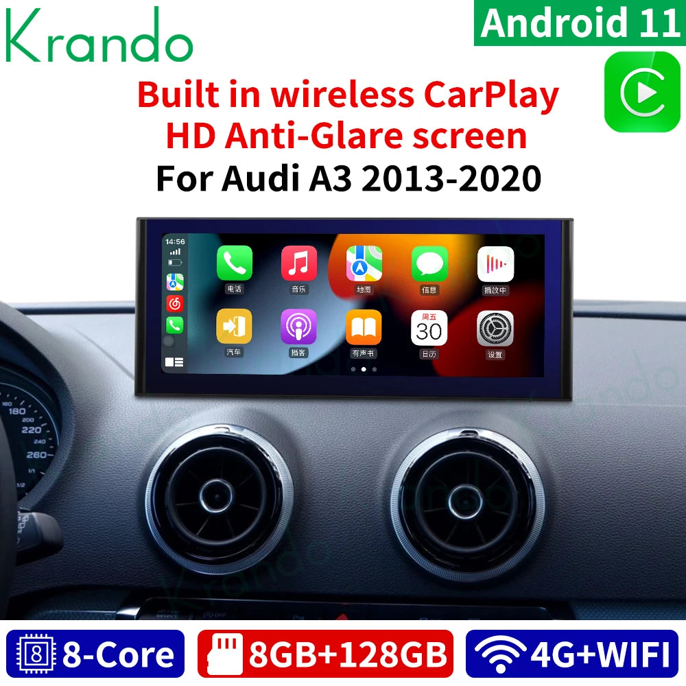 Krando 12.3”Android Screen Car Radio For Audi A3 2013-2020 Navigation GPS stereo multimedia system Wireless Head Unit player carplay android auto