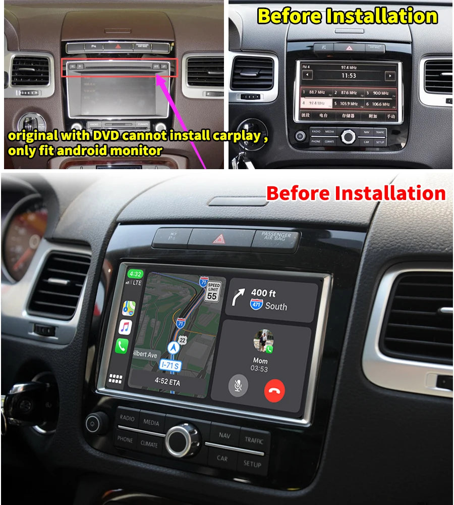 Krando Android Auto Wireless Apple CarPlay Interface Module For Volkswagen Touareg 2011-2018 Reverse Camera Upgrade BOX