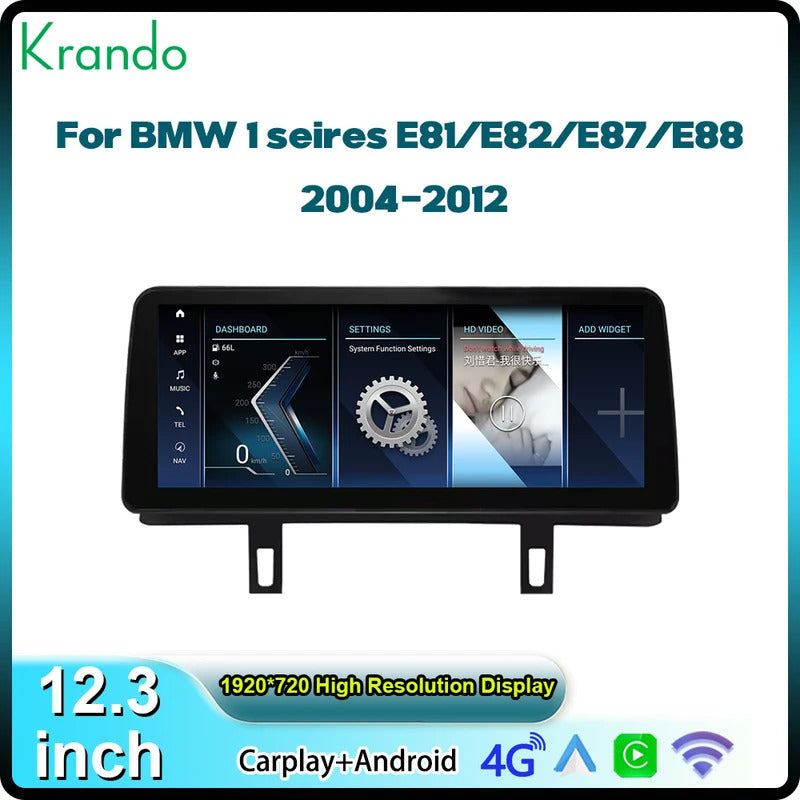 Krando 12.3 Inch Car Radio Carplay For BMW 1 seires E87/E81/E88 Stereo Multimedia Player GPS Navigation CarPlay HD Touch