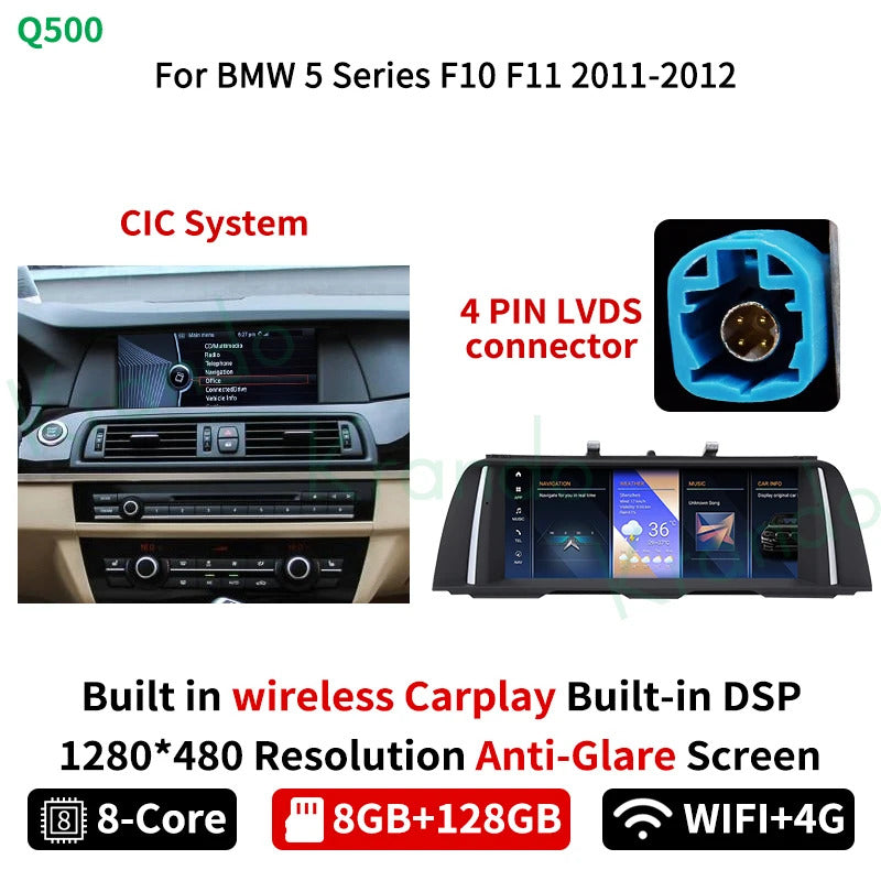 Krando 10.25 Car Carplay Android 4G  For BMW 5 Series F10/F11 2011-2012 Stereo Multimedia Player GPS Navigation CarPlay HD Touch