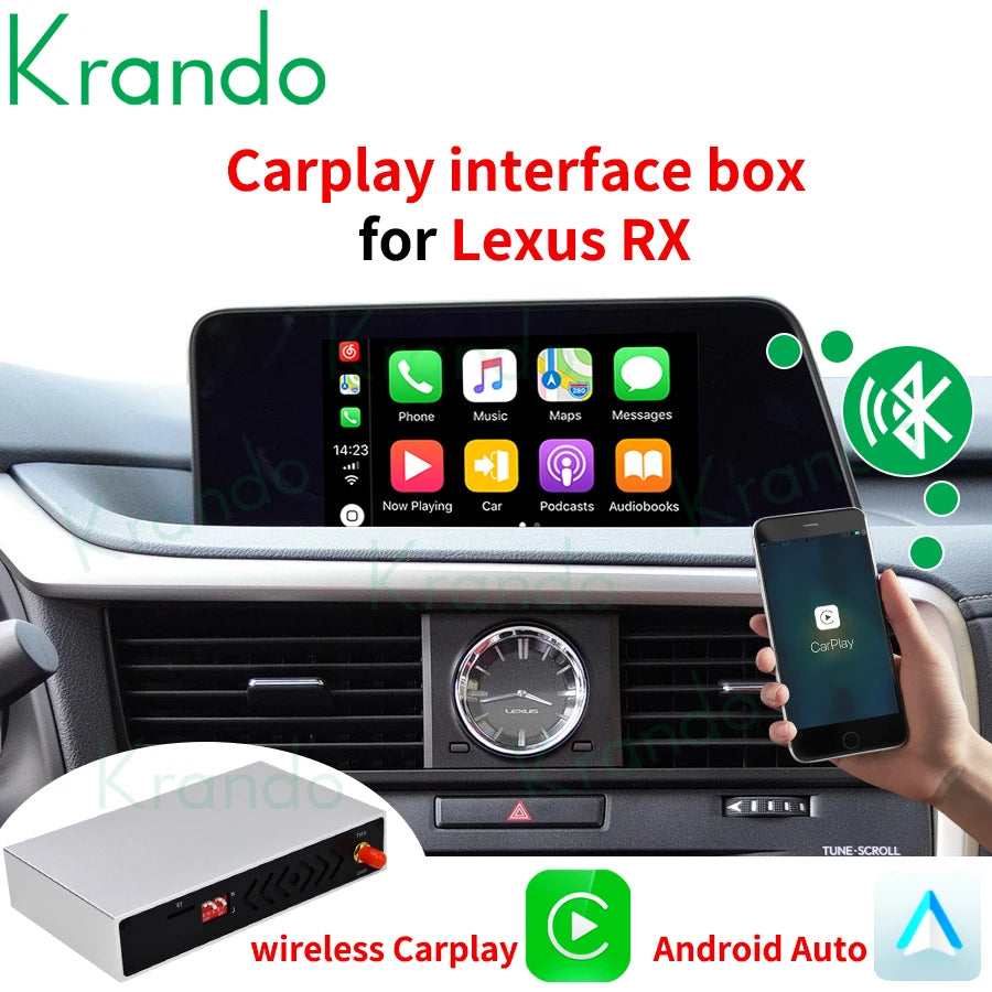 Krando Wireless Android Auto Apple CarPlay Interface MODULE For Lexus RX 200T 450H 2015-2020 BT rear camera Upgrade BOX