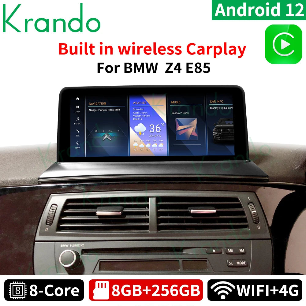 Krando 10.25" Android Car Radio GPS stereo For BMW Z4 E85 E89 2004 - 2018 Navigation head unit multimedia system carplay android auto 4g sim card