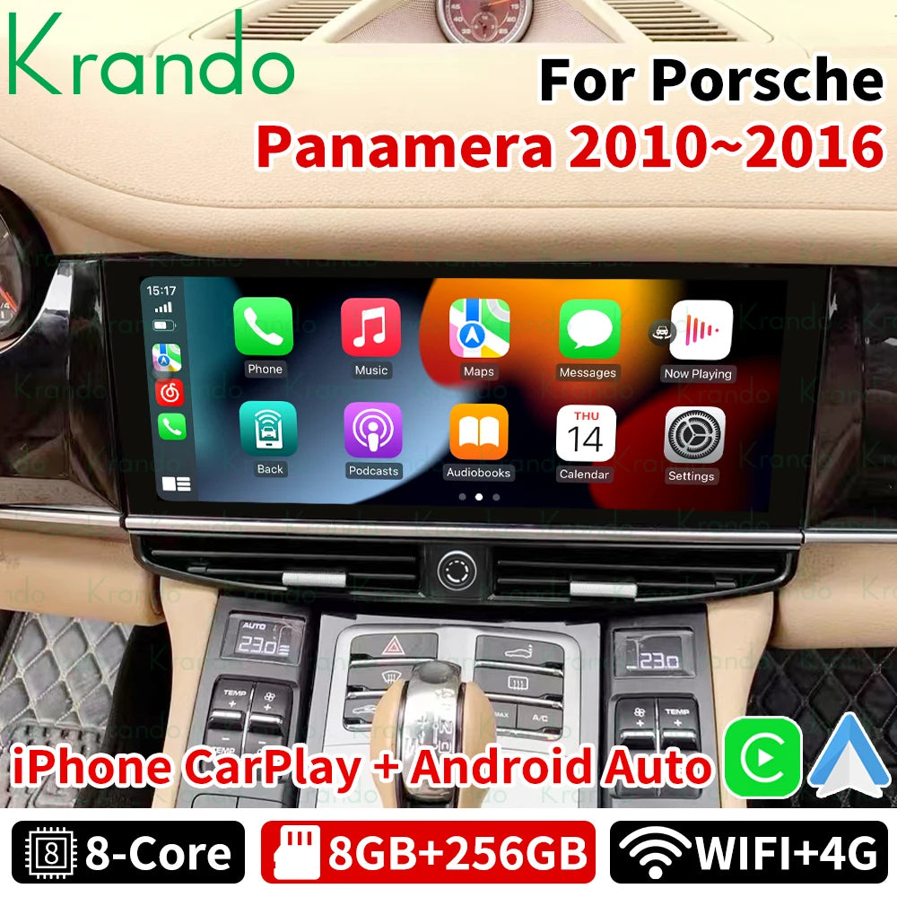 Krando 12.3'' Car Multimedia Player For Porsche Panamera 2010 - 2016 Android radio gps stereo Autoradio Wireless Carplay Navigation Head Unit pcm 3.1