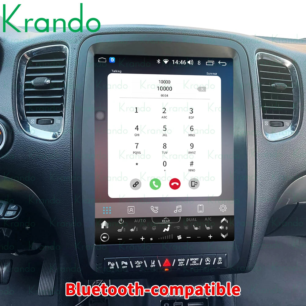 Krando 13 inch Verticial screen Android Car Radio GPS stereo For Dodge Durango 2011-2020 Multimedia Player Head Unit Tesla Gps Navigation Autoradio system carplay 4g sim card carplay