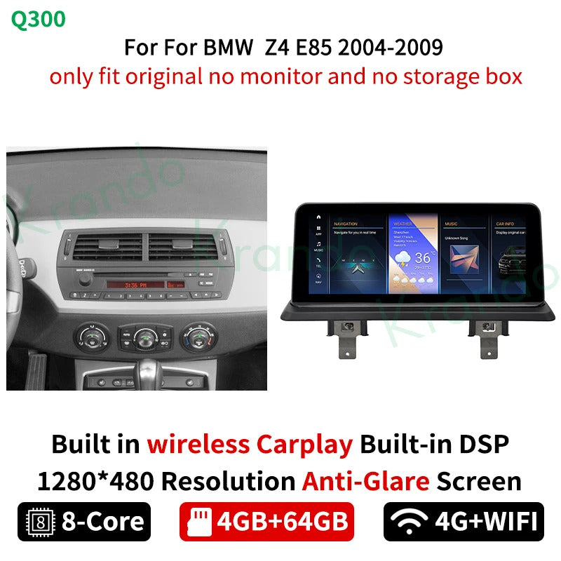 Krando 10.25 Inch Carplay Android  Car Radio NBT For BMW Z4 E85 2004-2008 Multimedia Player GPS Navigation CarPlay HD Touch
