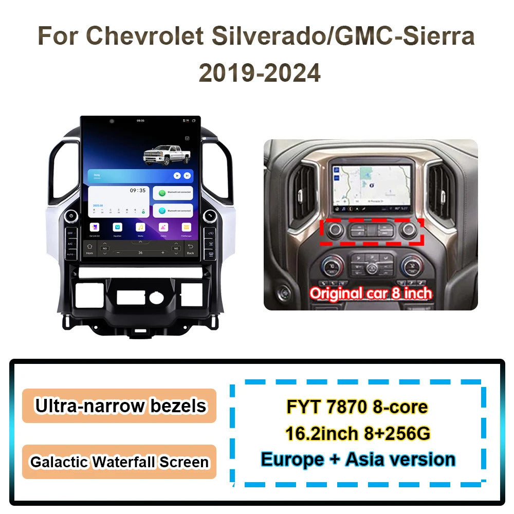 Krando 16.2 Inch DVD Auto Carplay Android Auto Radio For Chevrolet Silverado/GMC-Sierra 2019-2024 CarPlay HD Touch Screen Head