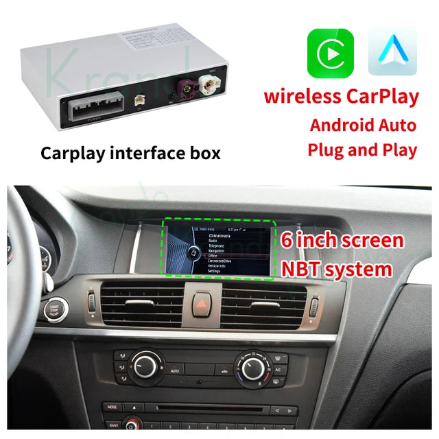 Krando Wireless Android Auto Apple CarPlay Interface module For BMW X3 F25 X4 F26 G01 G02 CIC NBT EVO 2011-2020 Siri bt camera active upgrade box