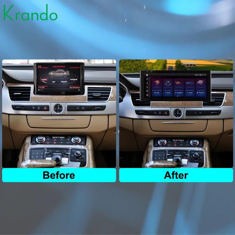 Krando 12.3 Inch Android Auto Radio  Screen For AUDI A8 2010-2017 CarPlay HD Touch Screen Head