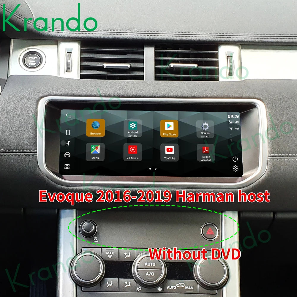 Krando 10.25" Android Car Radio GPS stereo For Land Rover Range Rover Evoque LRX L538 2012 - 2019 navigation multimedia system Harman Bosch AC Screen Wireless Carplay