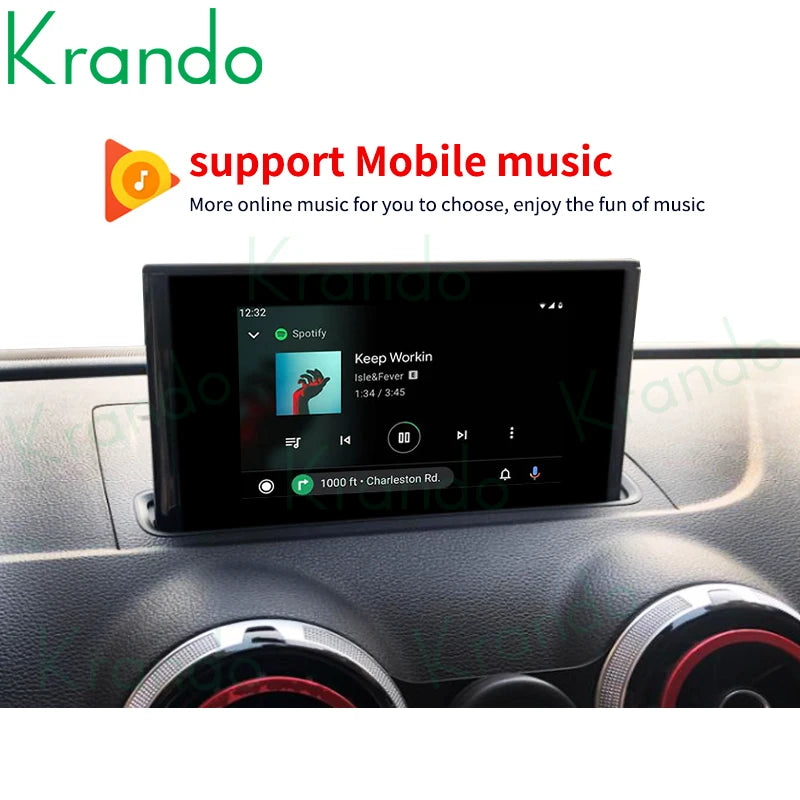 Krando Upgrade Wireless android auto Apple CarPlay Interface Module For Audi A3 2014 - 2018 MIB BT Siri Control Reverse Camera upgrade Box