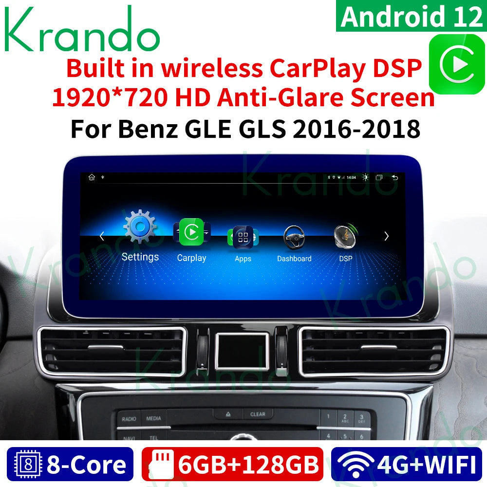 Krando 12.3'' Android car radio gps For Mercedes Benz ML GL 2012 - 2018 NTG 4.5 GLS GLE 2016-2018 NTG 5.0 autoradio navigation stereo multimedia system carplay android auto