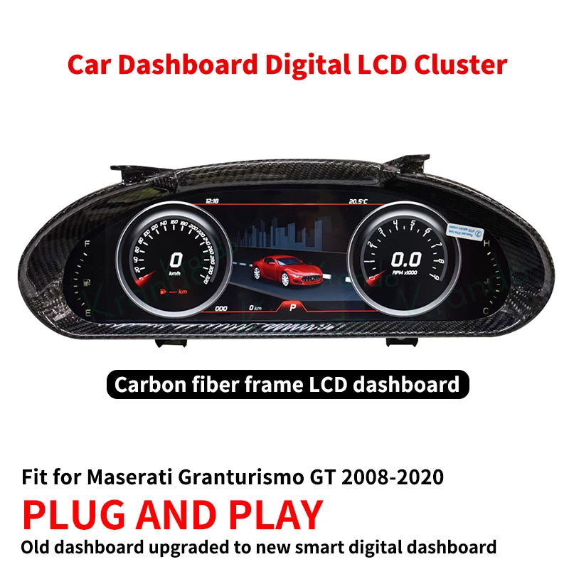 Krando 12.3'' Linux Car Digital Cluster For Maserati Granturismo GT 2008 - 2020 LCD Dashboard Panel Virtual Instrument CockPit