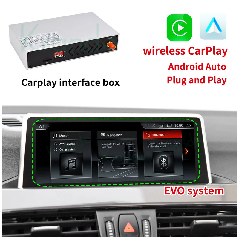 Krando Wireless Android Auto Apple CarPlay Interface MODULE Box For BMW X1 F48 F84 CIC NBT EVO 2009-2020 Siri BT CAMERA active upgrade box