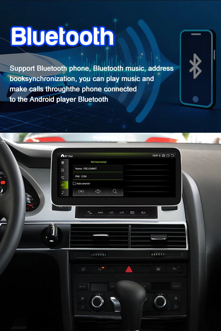 Krando 10.25 Inch DVD Auto Carplay Android Auto Radio For AUDI A6 A6L 2005-2011 CarPlay HD Touch Screen Head