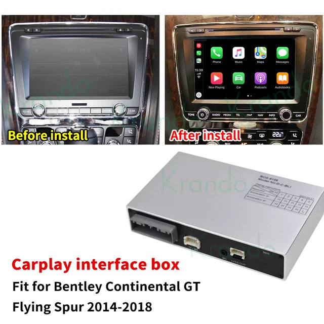 Krando Wireless Android Auto Apple CarPlay Interface module For Bentley Continental GT Flying Spur 2014-2018 camera active Upgrade box