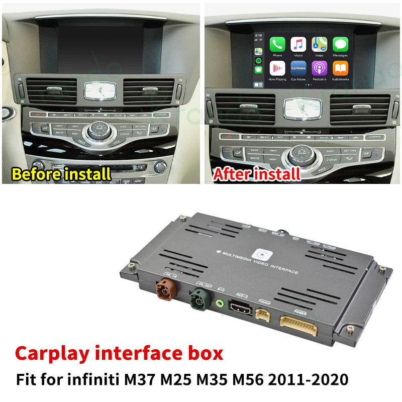 Krando Wireless Android Auto Apple CarPlay Interface module For Infiniti M37 M25 M35 M56 Q70 G25 G37 Q40 QX50 EX25 EX37 QX60 G35 rear camera upgrade box