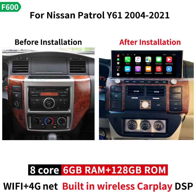 Krando 12.3" android Car Radio For Nissan Patrol Y61 2014 - 2021 gps navigation multimedia system wifi 4g carplay android auto