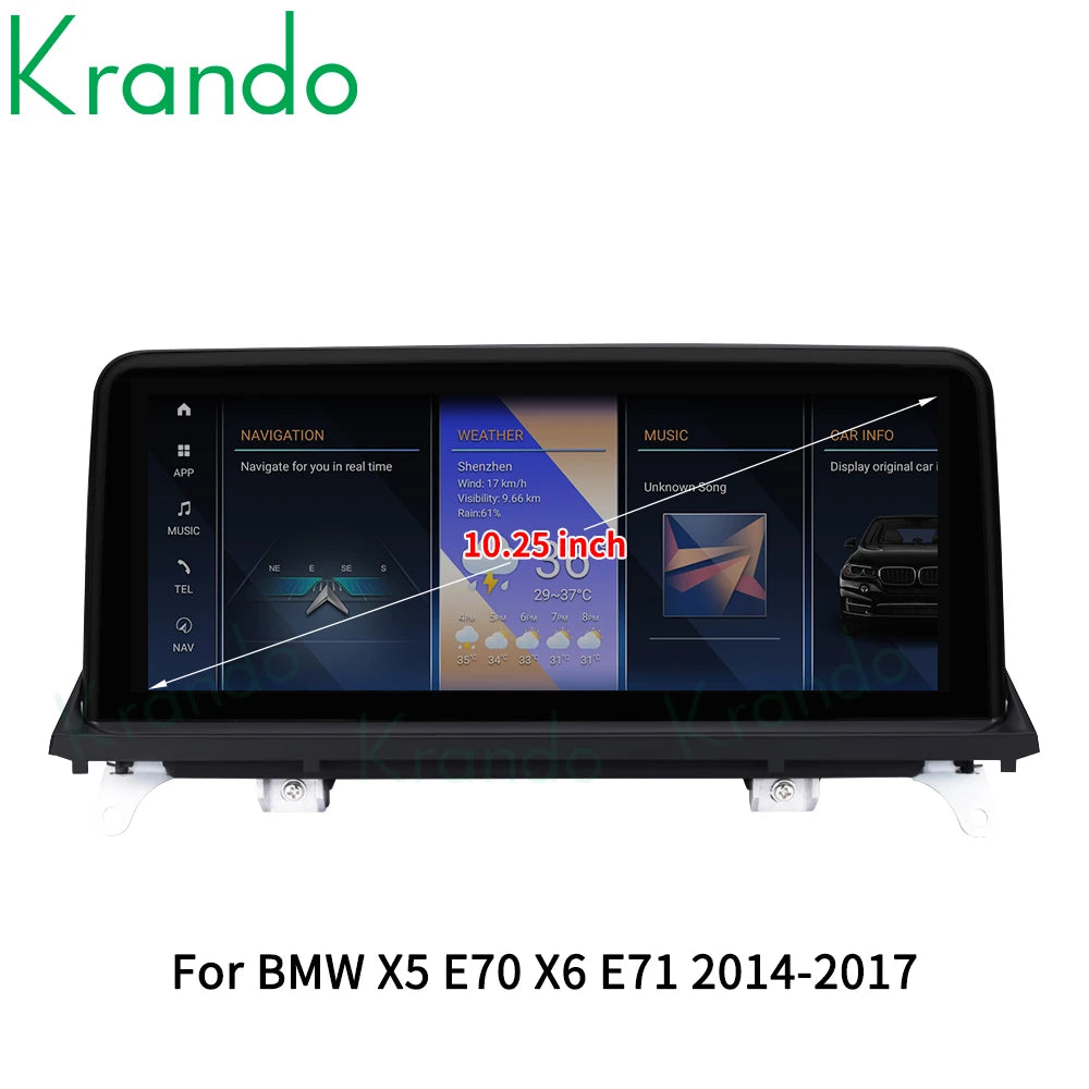 Krando 10.25'' Android car radio gps stereo For BMW X5 E70 X6 E71 F15 2007 - 2019 Autoradio navigation head unit multimedia system carplay android auto