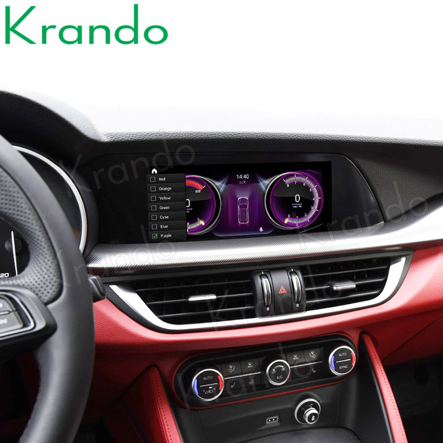 Krando 10.25" Android car radio gps stereo For Alfa Romeo Stelvio 2017-2018 touch screen head unit navigation multimedia Player system Wireless Carplay Wifi 4g