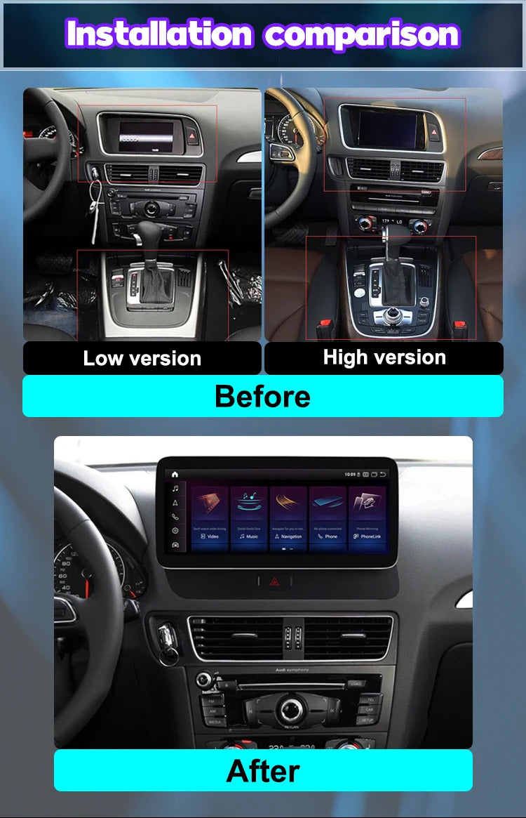 Krando 10.25 Inch Auto GPS Navigation Car Radio For AUDI Q5 2009-2017 Multimedia Player GPS Navigation CarPlay HD Touch