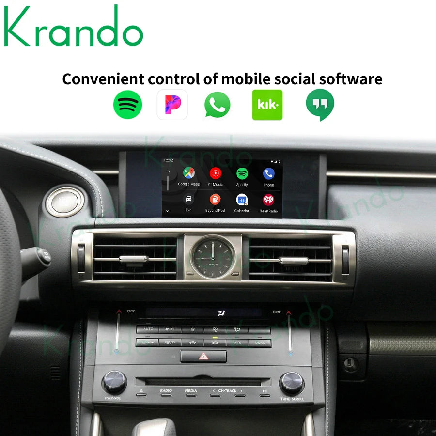 Krando Wireless Android Auto Apple CarPlay Interface module Box For Lexus IS200t IS300 2015-2018 Upgrade Original Screen bt siri active camera